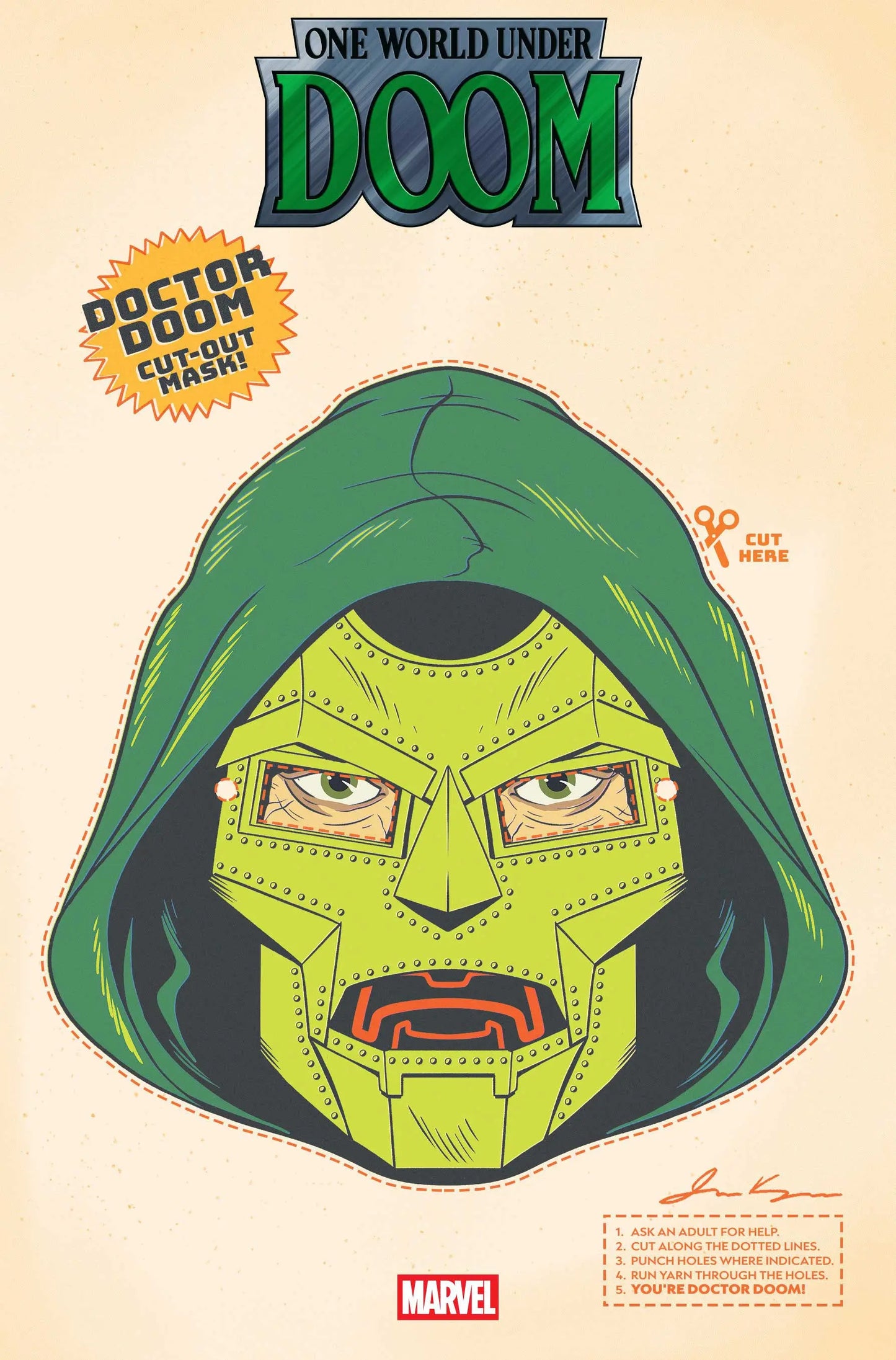 ONE WORLD UNDER DOOM #7 RETRO HALLOWEEN MASK VARIANT Marvel