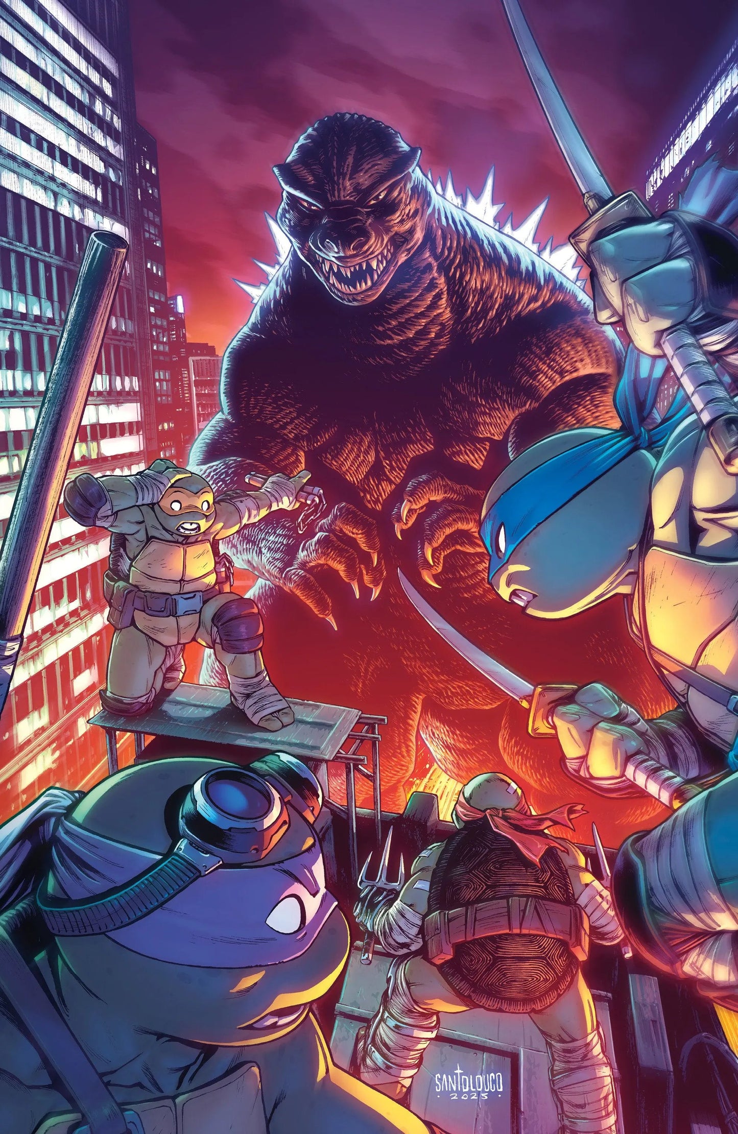 Teenage Mutant Ninja Turtles x Godzilla #2 Variant RI (25) (Santolouco Full Art) 1:25 IDW Publishing