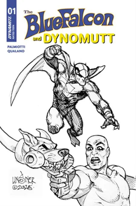 BLUE FALCON & DYNOMUTT #1 CVR L INCENTIVE 1:10 JOSEPH MICHAEL LINSNER LINE ART VARIANT DYNAMITE Entertainment