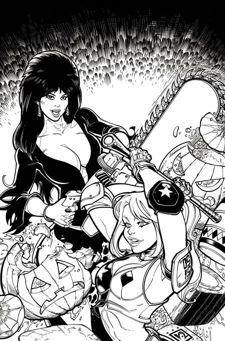 HARLEY QUINN X ELVIRA #1 CVR Q INCENTIVE 1:15 CHAD HARDIN LINE ART VIRGIN VAR DYNAMITE Entertainment