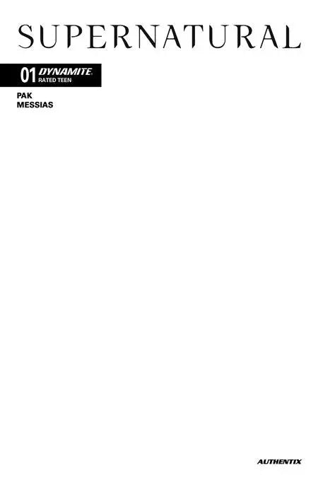 SUPERNATURAL #1 CVR G BLANK AUTHENTIX VAR DYNAMITE Entertainment