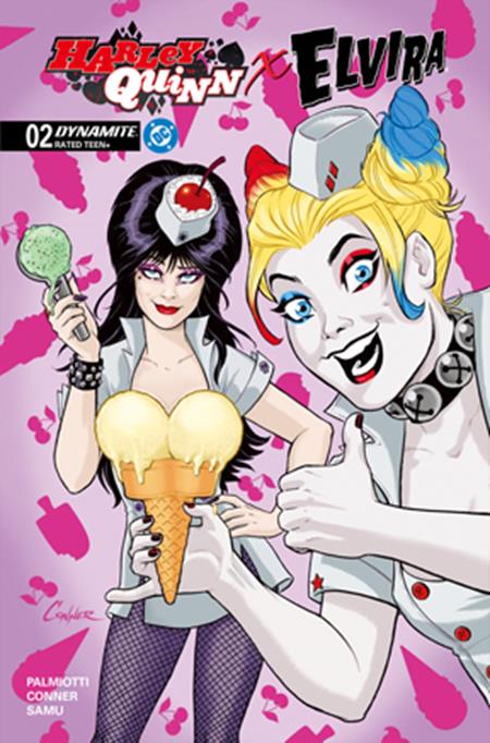HARLEY QUINN X ELVIRA #2 CVR N INCENTIVE 1:15 AMANDA CONNER ICE CREAM FOIL VAR DYNAMITE Entertainment