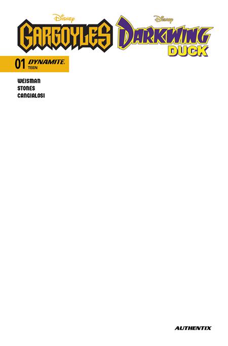 GARGOYLES DARKWING DUCK #1 CVR E BLANK AUTHENTIX VAR DYNAMITE Entertainment