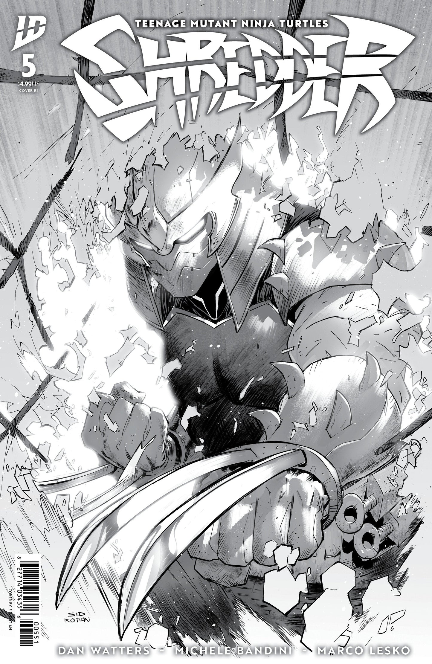 Teenage Mutant Ninja Turtles: Shredder #5 Variant RI (25) (Kotian B&W) 1:25 IDW Publishing