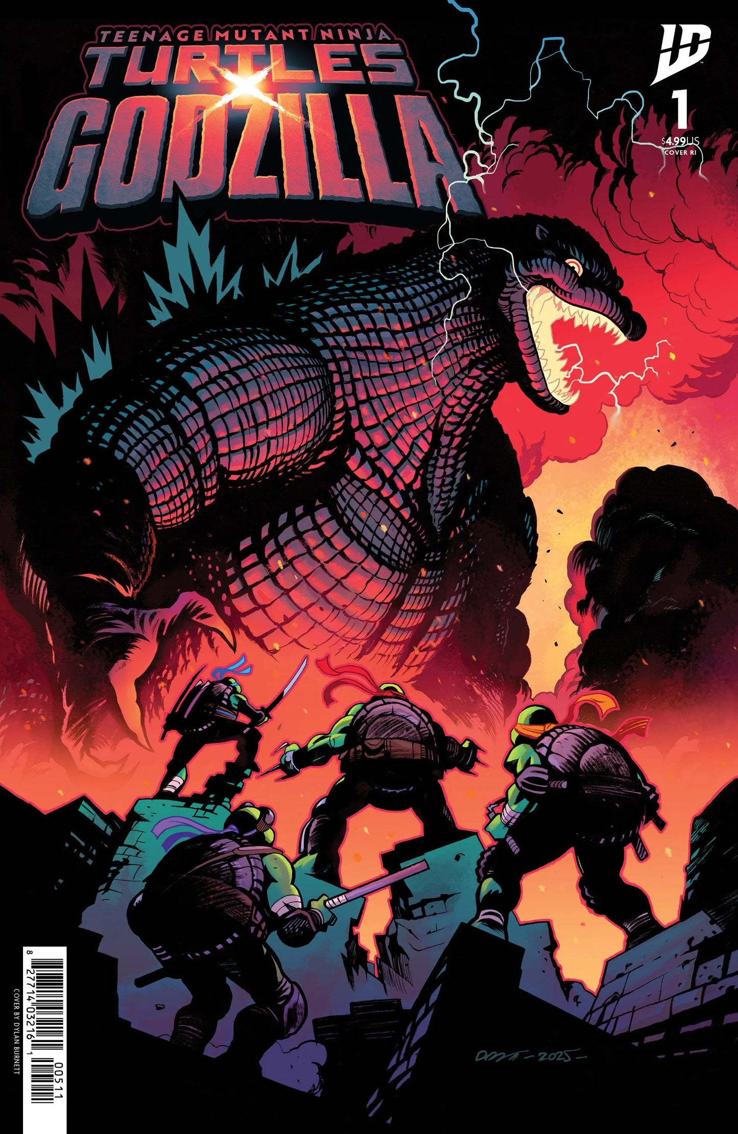 Teenage Mutant Ninja Turtles x Godzilla #1 Variant RI (25) Foil (Burnett) IDW Publishing