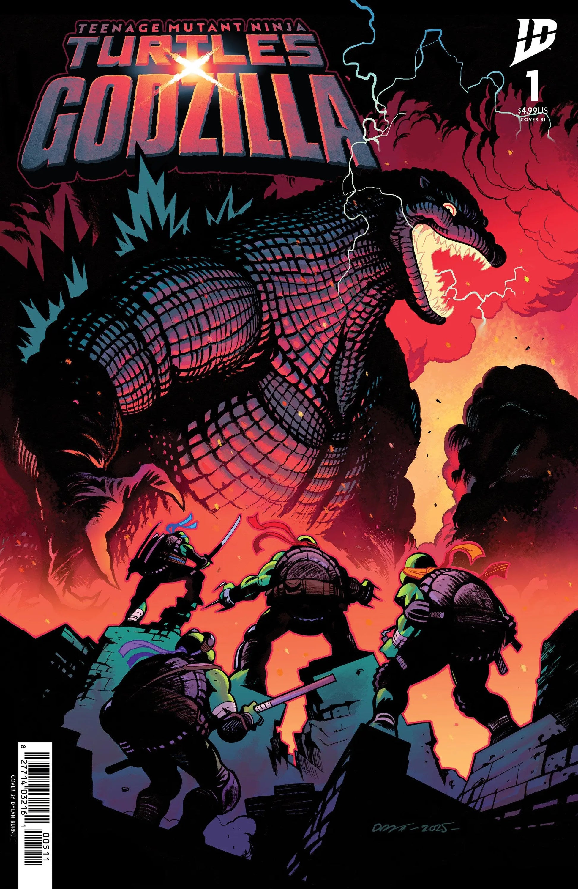 Teenage Mutant Ninja Turtles x Godzilla #1 Variant RI (25) Foil (Burnett) IDW Publishing