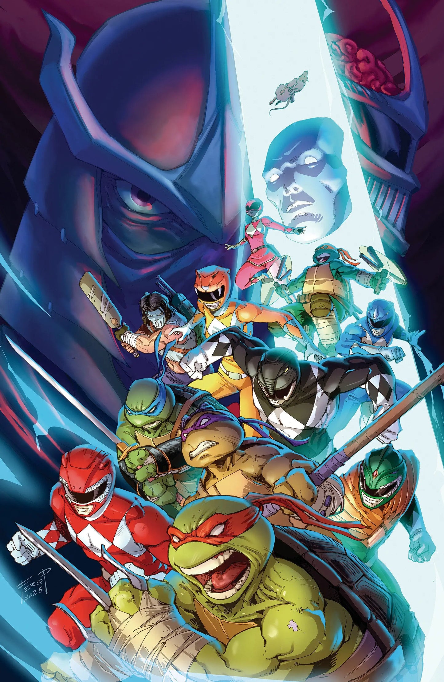 Mighty Morphin Power Rangers/Teenage Mutant Ninja Turtles III #2 H 1:100 INCV Variant (Full Art, Foil, Pe) Boom Entertainment
