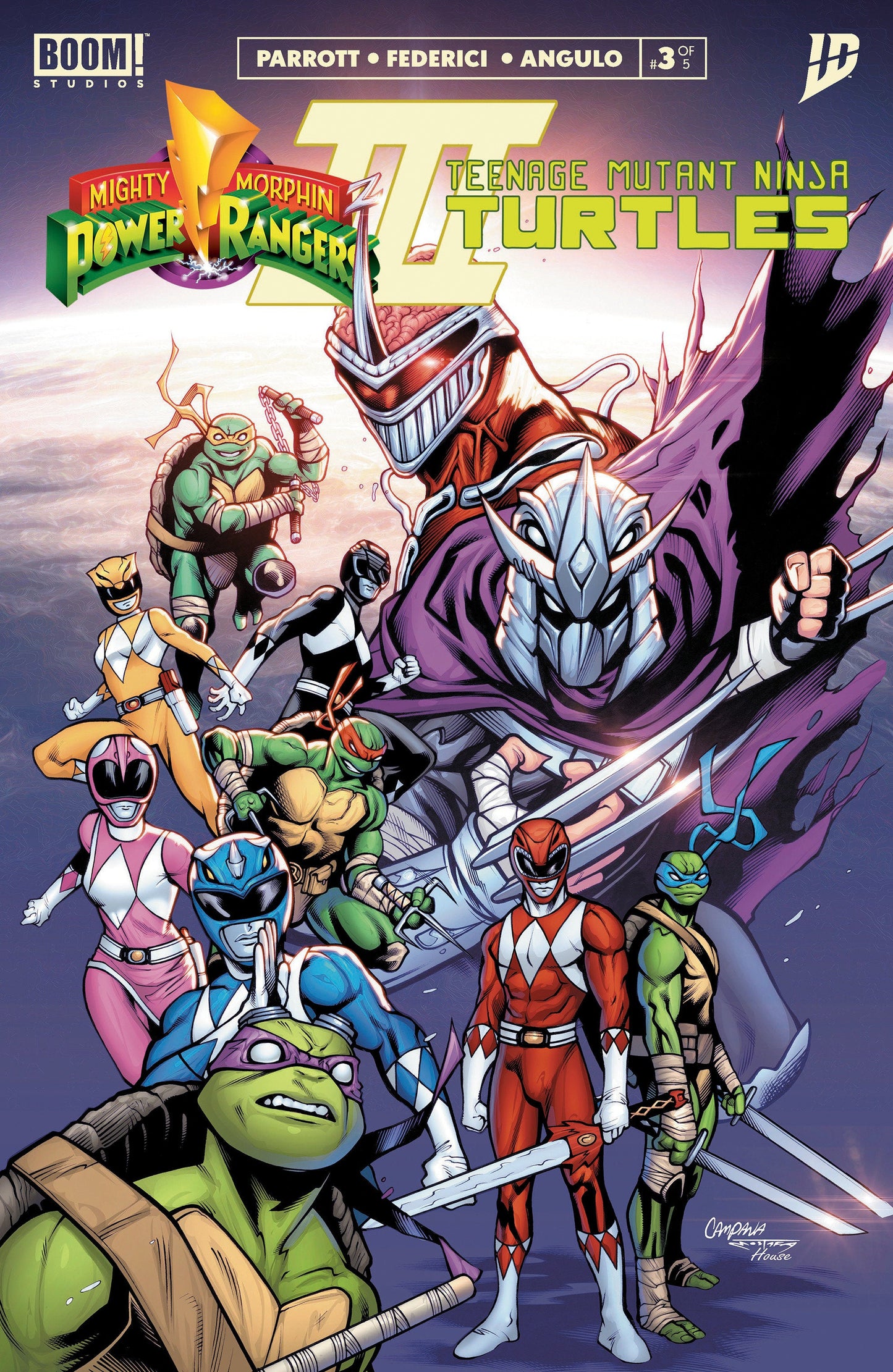 Mighty Morphin Power Rangers/Teenage Mutant Ninja Turtles III #3 J FOC Reveal Variant (Dressed, Campana) Boom Entertainment
